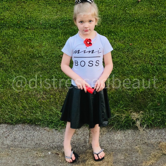 NEW 2 Piece Mini Boss Faux Leather Skirt Set - Picture 2 of 12